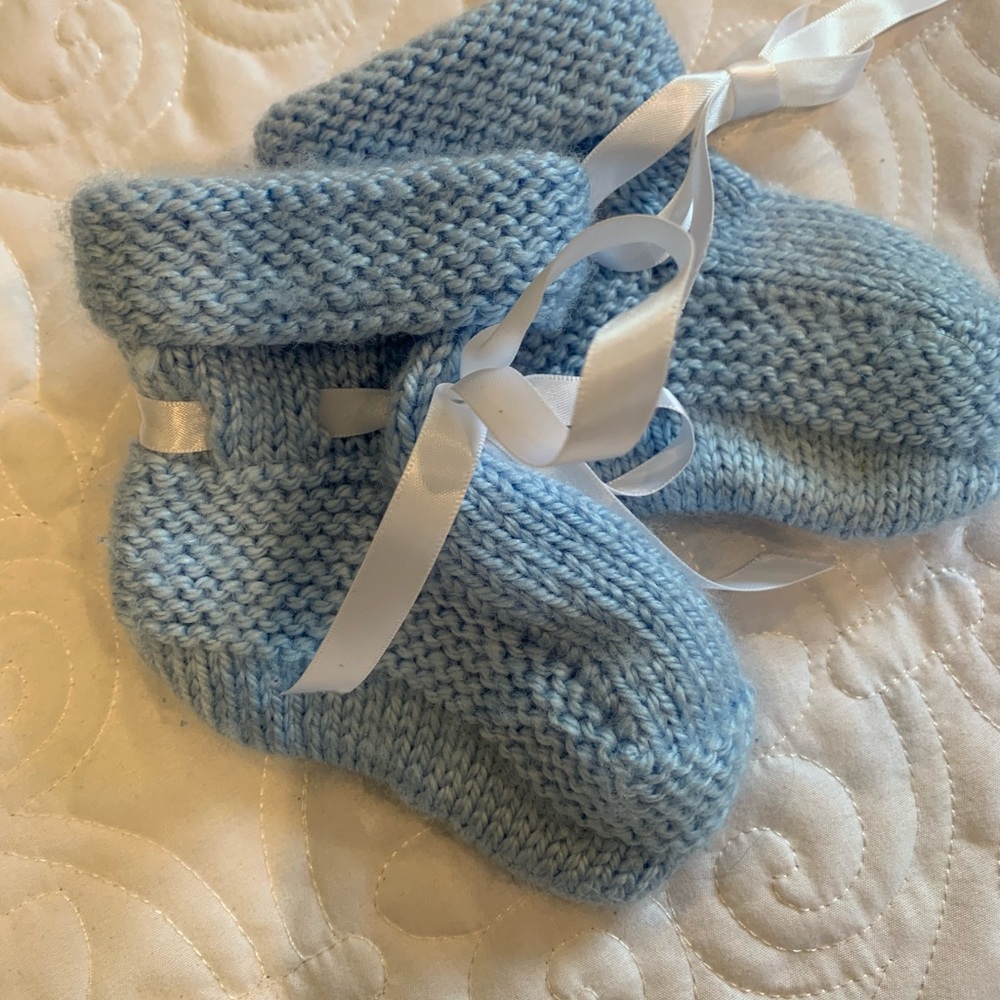 Hand made blue booties